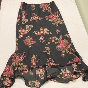 Fashion Bug Black & Pink Trumpet Midi Skirt Resort